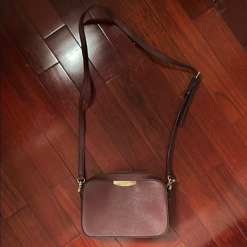 Henri Bendel Elegant Maroon Leather Crossbody Bag